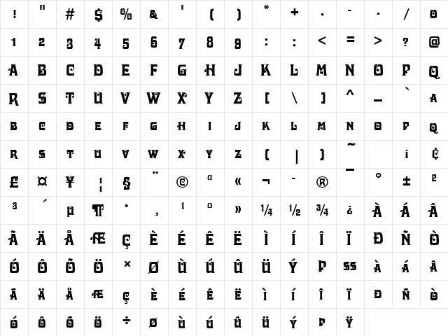 DavidaSCD Regular  glyph index