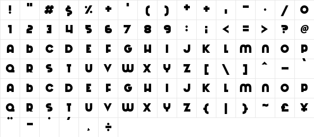Machinations Regular  glyph index
