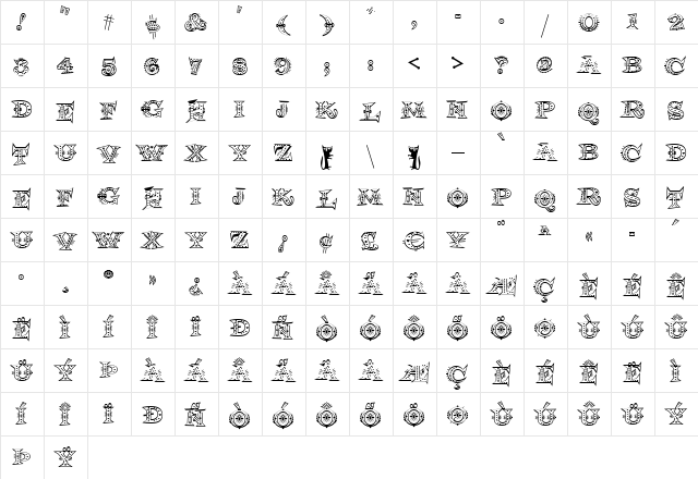 Cool Cat Jim NF Regular  glyph index