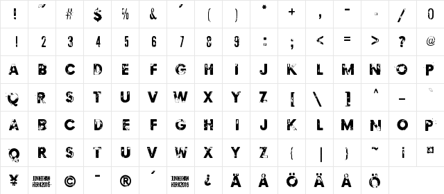 Blinded by desire Regular  glyph index