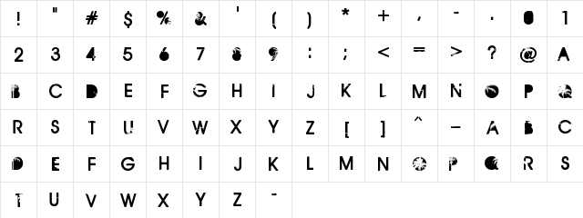 California by Dirt2 Regular  glyph index