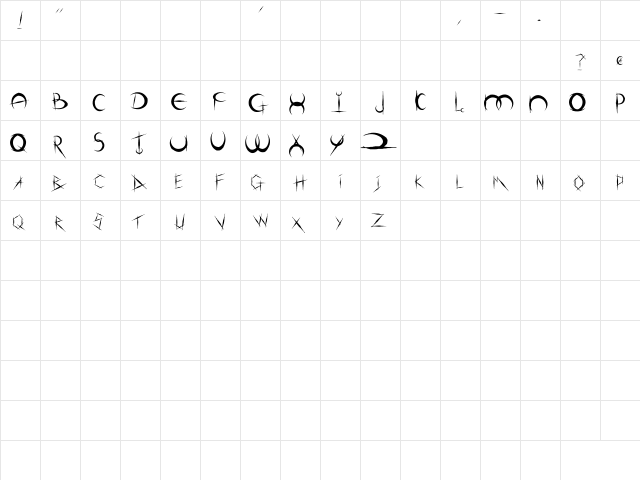NewUnicodeFont Regular  glyph index