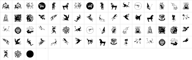 Mythological Regular  glyph index