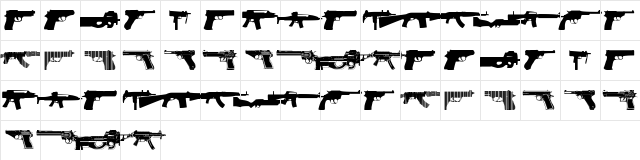 Guns 2 Regular  glyph index