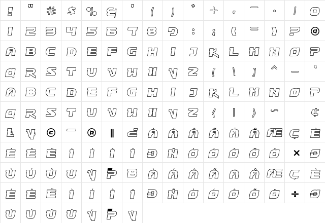 Drawfly Go Regular  glyph index