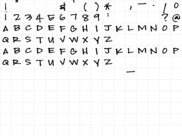 Pea Sarahloo Regular  glyph index