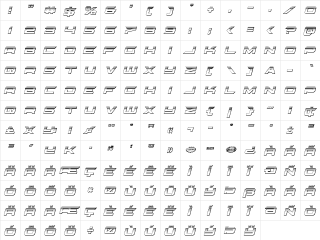 Gypsy Killer Platinum Italic Italic  glyph index