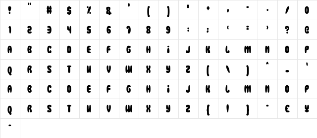 Squidgy Slimes Regular  glyph index