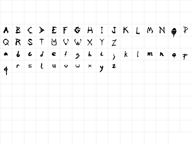Vaudoo2RF Regular  glyph index