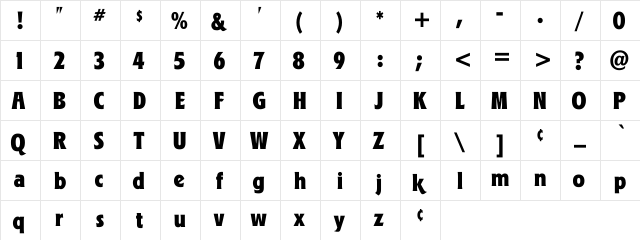 A&S Marquee Regular  glyph index