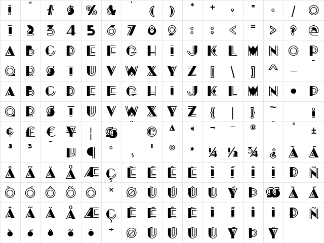 JoostAGigoloNF Regular  glyph index