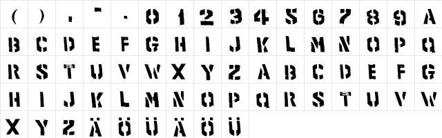 product Regular  glyph index