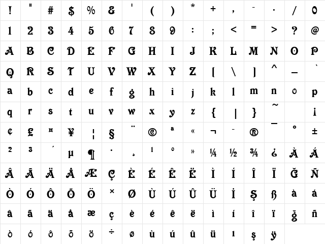 00832 Regular  glyph index