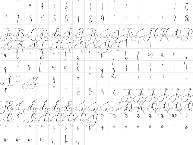 Kristallian Regular  glyph index