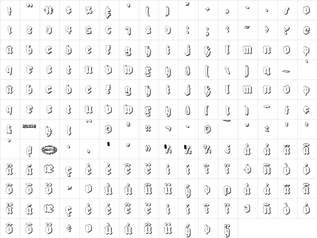 Bierg䲴en Shadow Shadow  glyph index