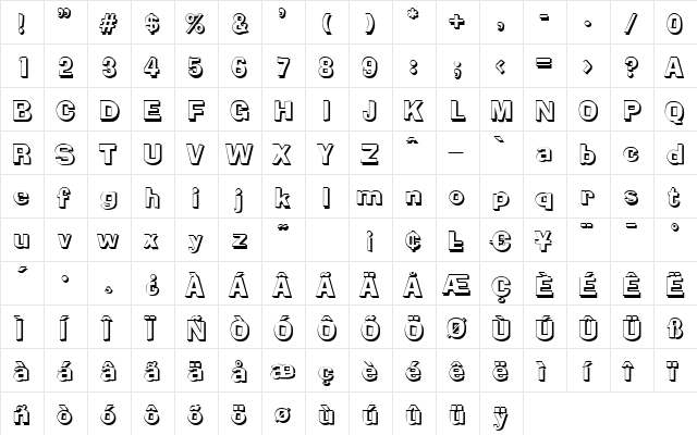 AlexisBeckerShadow Normal  glyph index