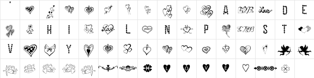 HAPPY VALENTINE'S DAY Regular  glyph index