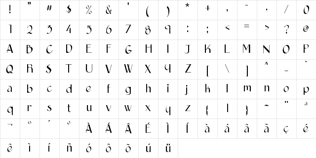 Epittazio Regular  glyph index