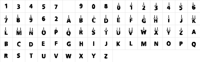 CF Christmas Letters Regular  glyph index