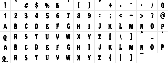 VTC NightOfTheDrippyDeadCaps Regular  glyph index