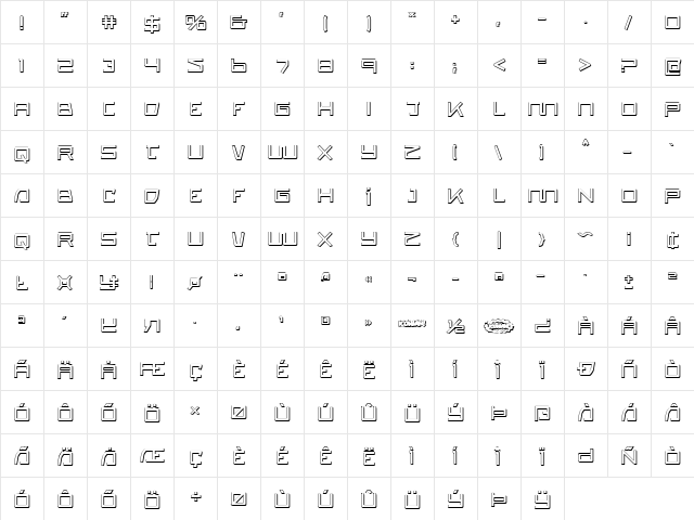 Quasitron 3D Regular  glyph index