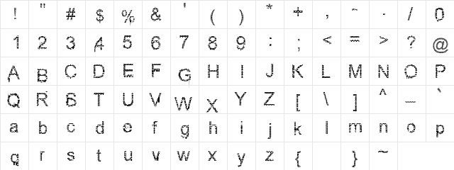 Blacken Brick Regular  glyph index