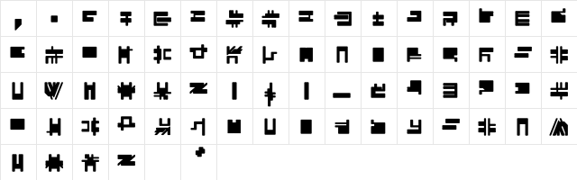 City-Wasteland Medium  glyph index