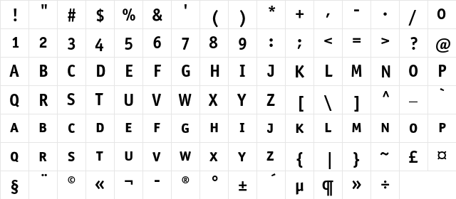 OfficinaSansBoldSCC Regular  glyph index