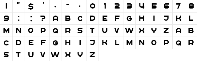 Rickrack Regular  glyph index