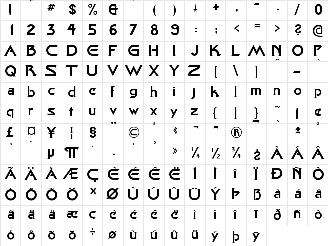 Star Cinema Regular  glyph index