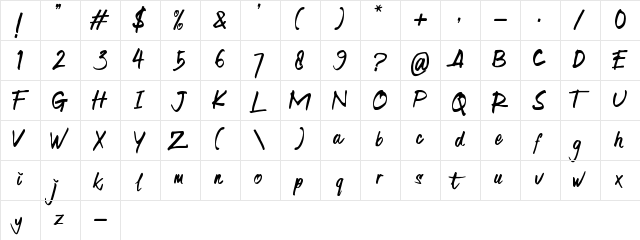 Wish You Luck Regular  glyph index