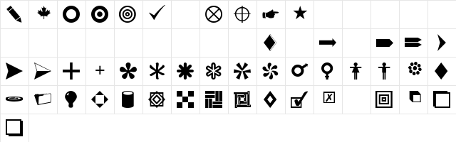 Carr Dingbats 1 Regular  glyph index