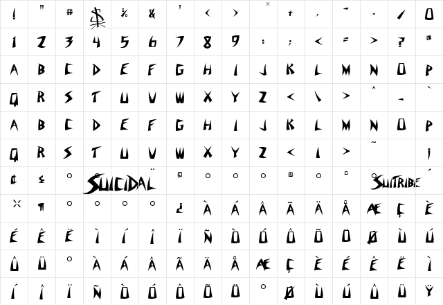 Suitribe Venice Style  glyph index