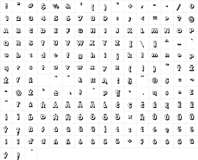 FuturaShaDEEExtBol Regular  glyph index