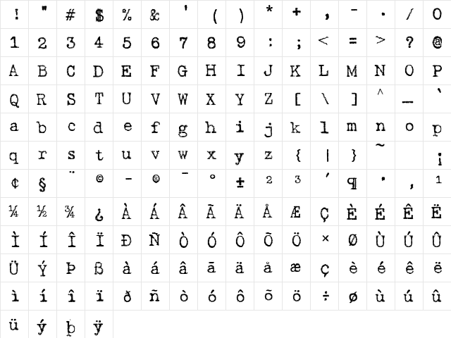 Gabriele Dark Ribbon FG Regular  glyph index