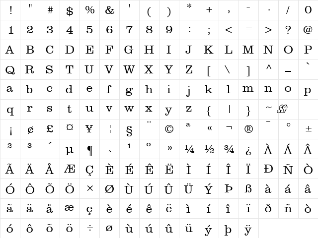 Introit Light SSi Light  glyph index