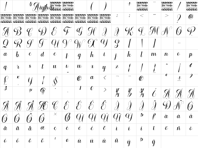 Aiytha Personal Use Regular  glyph index