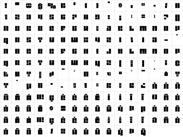 Star Nursery Condensed Condensed  glyph index