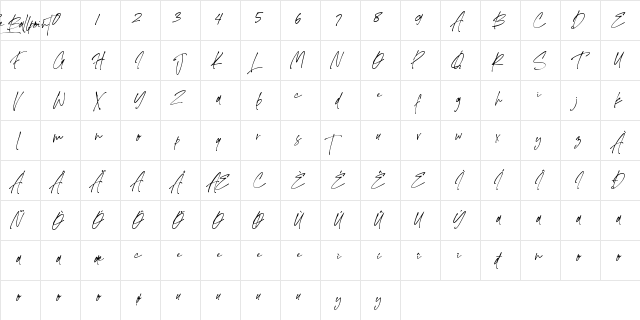 The Ballpoint Regular  glyph index