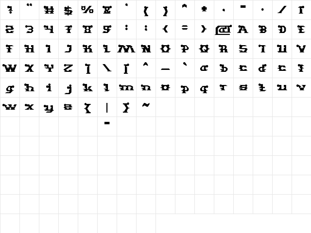 STARGAZER Regular  glyph index