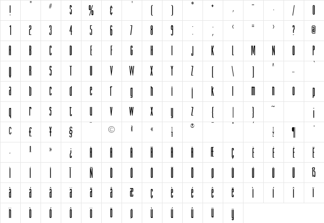 GiottoFLF Bold  glyph index