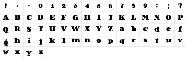 Decorattio Regular  glyph index