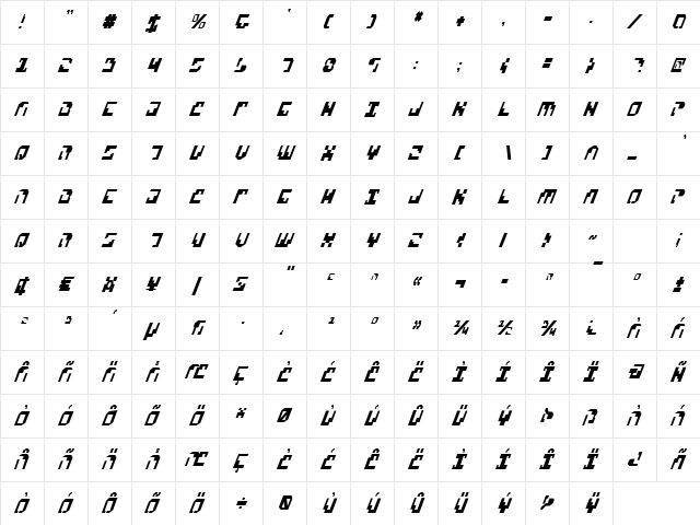 Xenophobia CondItal CondItal  glyph index