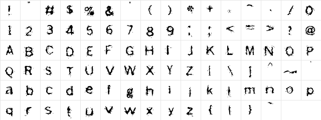 Freemason Blah  glyph index