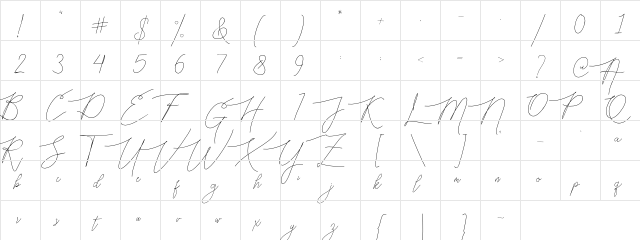 Bellya Vaky Regular  glyph index