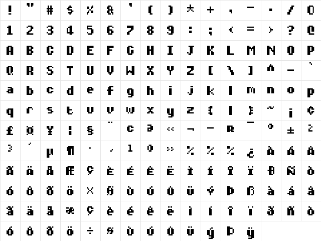 Diary of an 8-bit mage Regular  glyph index