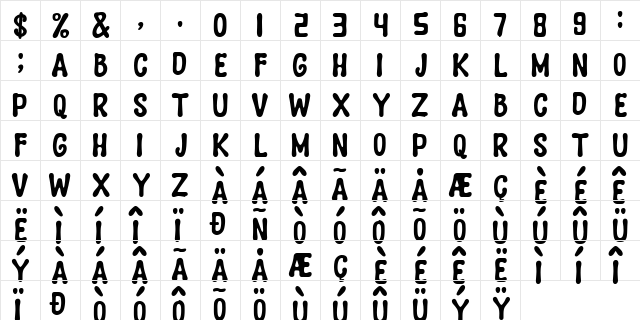 wilson Regular  glyph index