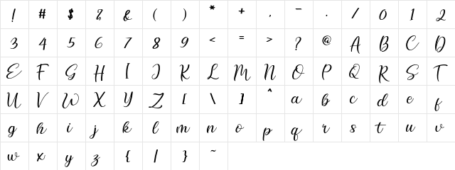 celia Regular  glyph index