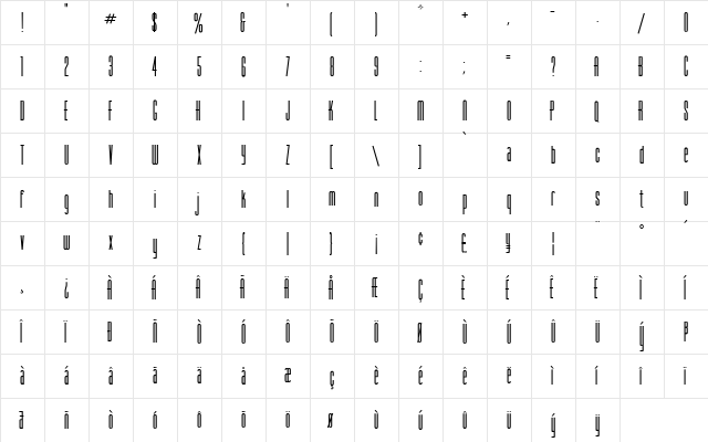 VarickaLC Regular  glyph index