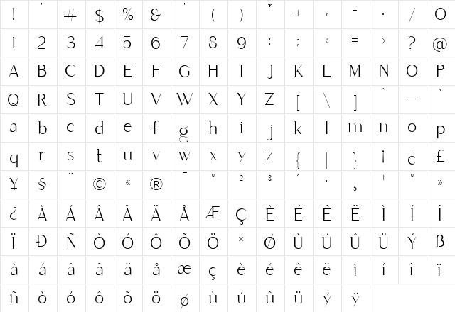 Saudagar Regular  glyph index